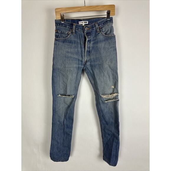 Re/Done Levi's Reconstructed High Rise Jeans Ripped Legs Size 25 Stained